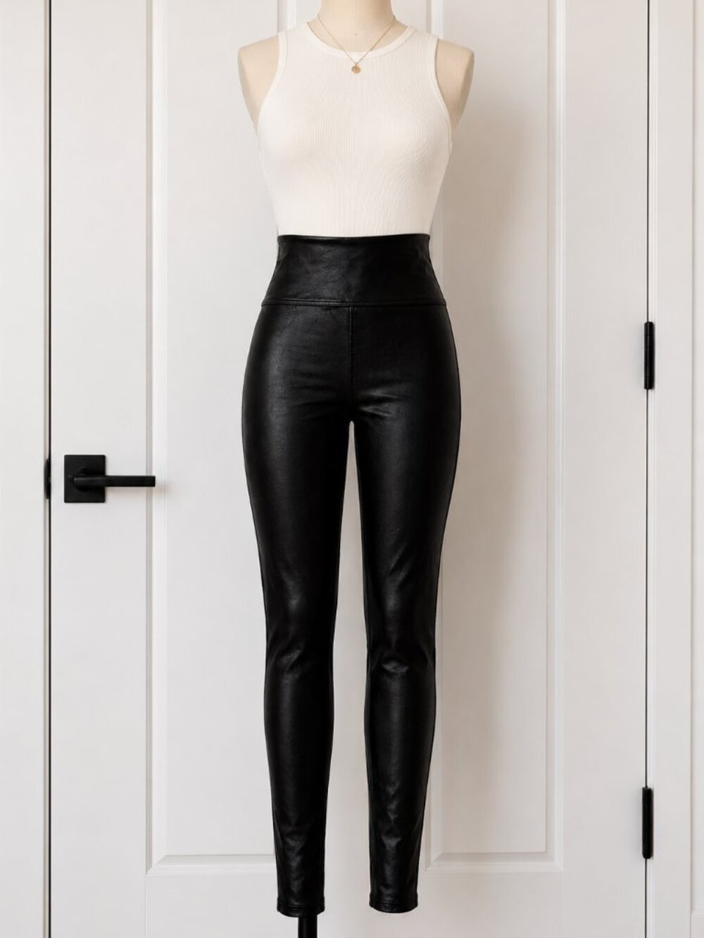 SPANX Black Faux Leather High Rise Leggings Size Small